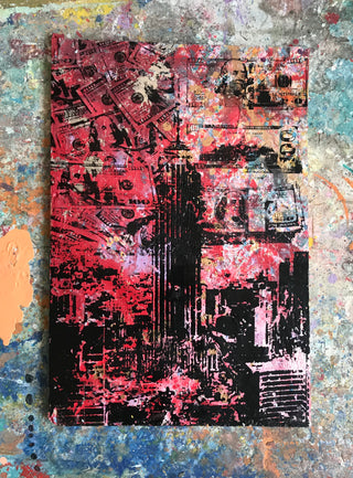Empire Mindstate Red NYC (2018)- Original Mixed Media Painting